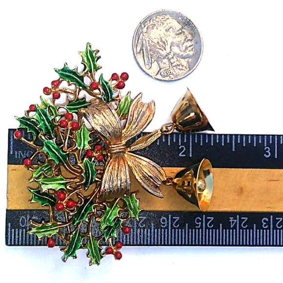 **BOOK PC** WEISS Enamel Christmas Bells Brooch c.1960s  *SALE Ends  1/1/22 - Picture 8 of 8
